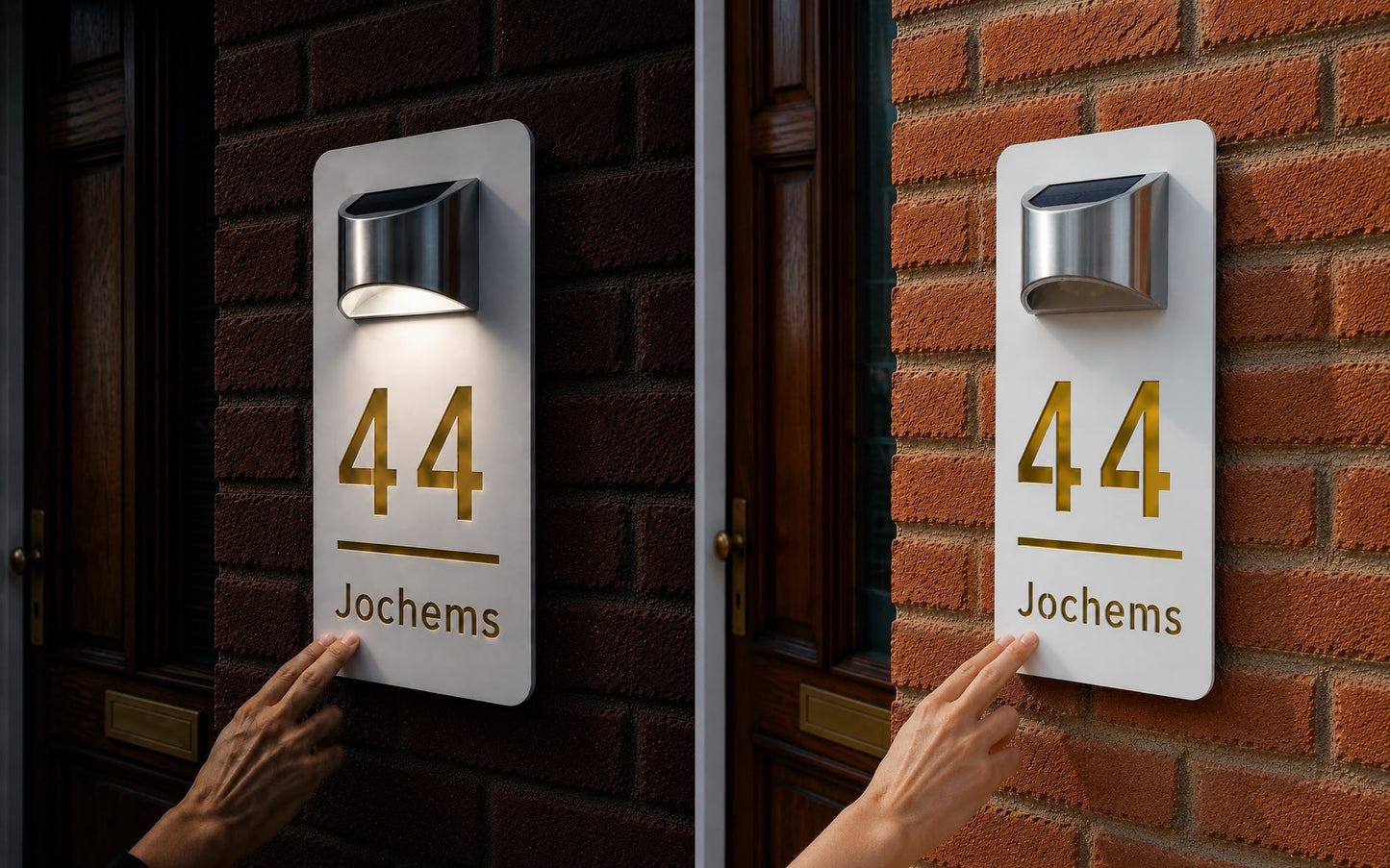 Duurzaam rechthoekig huisnummerbord met solarverlichting – helder zichtbaar, dag en nacht